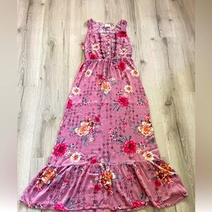 Knox Rose Sun Dress Boho Peasant Sleeveless Maxi Floral Size Small
